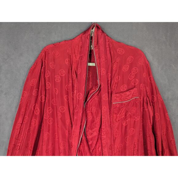 Gimbels Robe Men's Red Large Silk With Belt Vintage - Picture 2 of 11